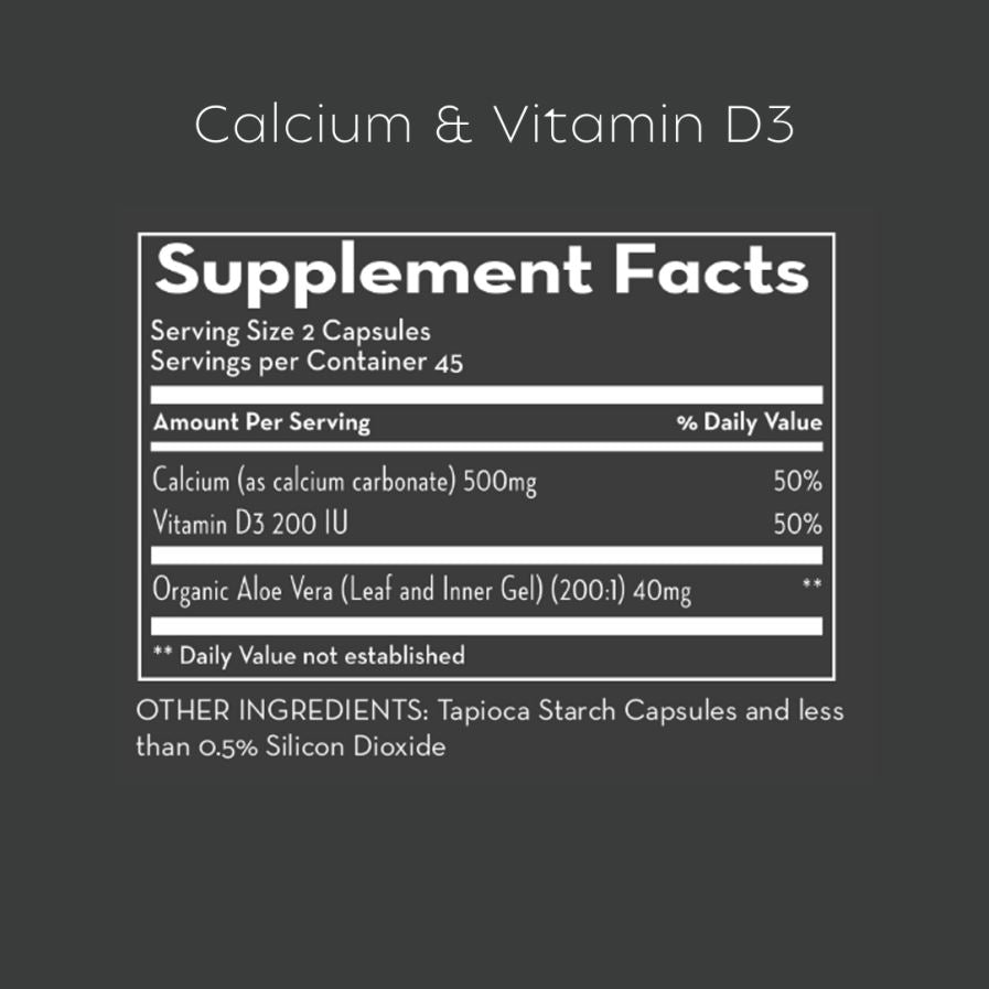 Calcium & Vitamin D3 | with Super-Strength Aloe Vera - 90 Capsules