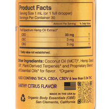 Load image into Gallery viewer, CBD Oil | Extreme Terpenes Anytime - 1000 mg - 1 fl oz Oral Supplements Organic Body Essentials (OBE)