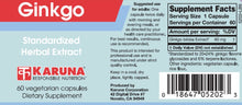 Load image into Gallery viewer, Ginkgo Biloba Extract - 60 Capsules Oral Supplements Karuna