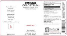 Load image into Gallery viewer, Immuno Colostrum | Immunoglobulin-Rich Prized First Milk - 180 Capsules Oral Supplements Codeage