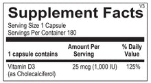 Load image into Gallery viewer, Vitamin D3 | 1000 IU - 180 Capsules Oral Supplements Ortho Molecular Products