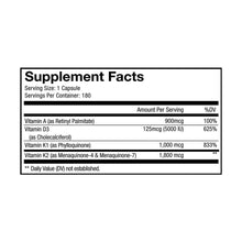 Load image into Gallery viewer, A-D-K Vitamins | Vitamin D3 and K2 plus A - 180 veggie caps Oral Supplement Codeage