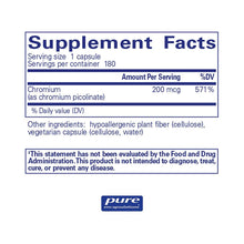 Load image into Gallery viewer, Chromium Picolinate | High Potency - 200 mcg. 180 capsules Oral Supplement Pure Encapsulations