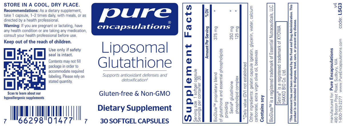 glutathione order Amazon.com: Pure Encapsulations Liposomal Glutathione - Immune Support &  Liver Detox* - Antioxidant Protection - with Setria Glutathione - Non-GMO