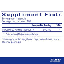 Load image into Gallery viewer, NAC (n-acetyl-l-cysteine) | Liver & Detoxification - 600 mg - 180 Capsules Oral Supplements Pure Encapsulations