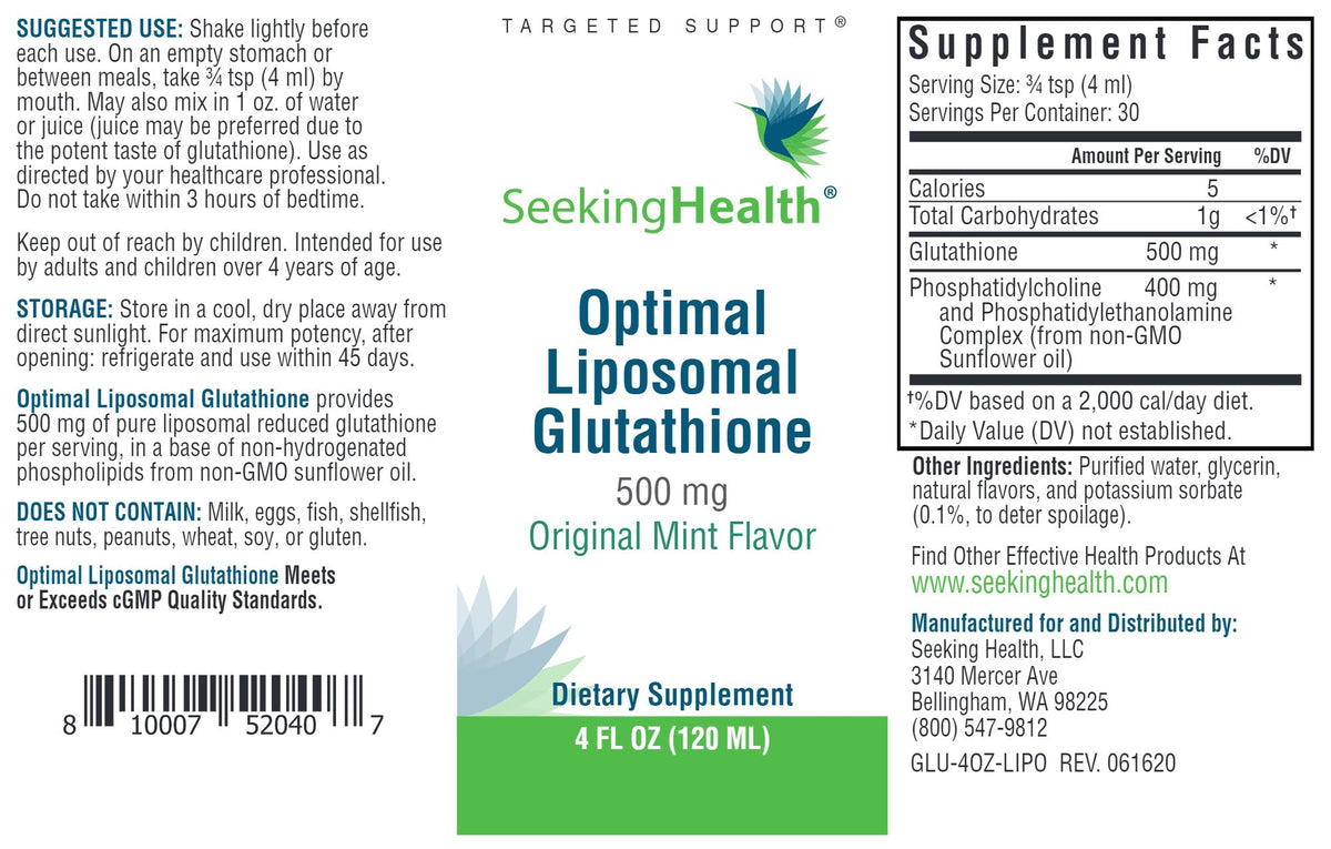 liposomal glutathione seeking health Optimal Liposomal Glutathione | Antioxidant - Mint Flavored
