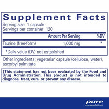 Load image into Gallery viewer, Taurine | Cardiovascular & Detoxification Support - 1,000 mg - 120 Capsules Oral Supplements Pure Encapsulations