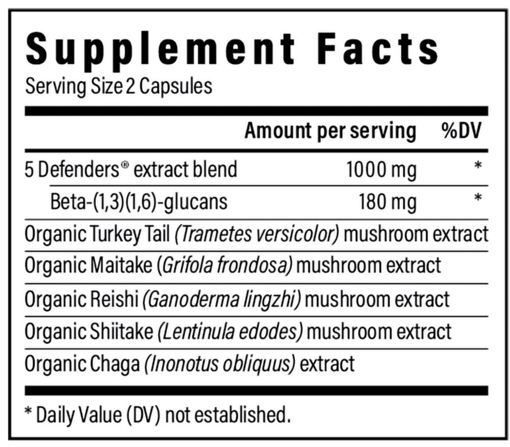 5 Defenders™ | Mushroom Extract Blend Powder - 90 Capsules Oral Supplements Real Mushrooms 