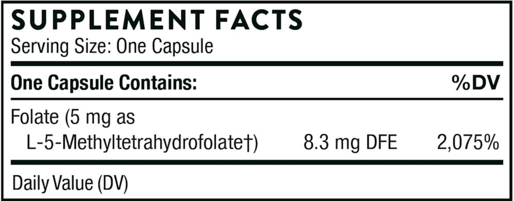 5-MTHF | Active Folic Acid | 5mg - 60 Capsules Oral Supplements Thorne 