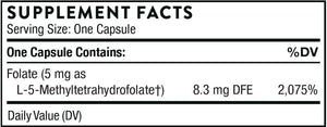 5-MTHF | Active Folic Acid | 5mg - 60 Capsules Oral Supplements Thorne 