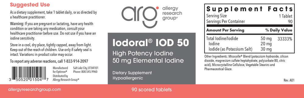 Iodoral® | High Potency Iodine | 50mg | 90 Scored Tablets