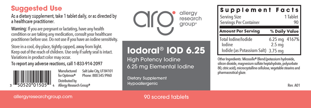 Iodoral® | High Potency Iodine | 6.25mg | 90 Scored Tablets