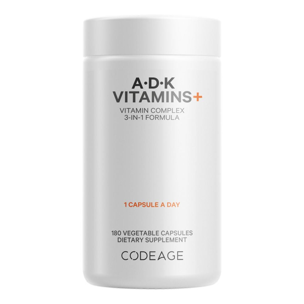 A-D-K Vitamins | Vitamin D3 and K2 plus A - 180 veggie caps Oral Supplement Codeage 
