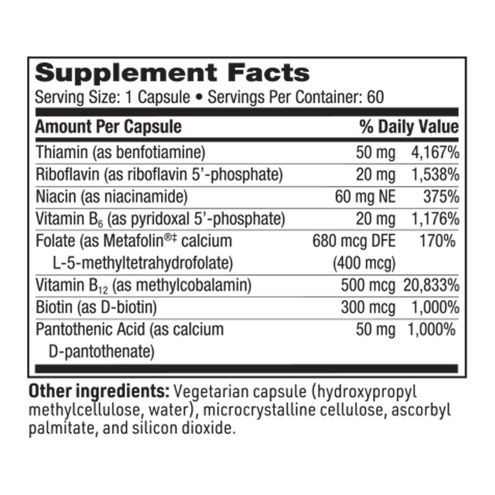 Active B Complex | High Potency, Activated Forms - 60 Capsules Oral Supplements SFI Health (Klaire Labs) 