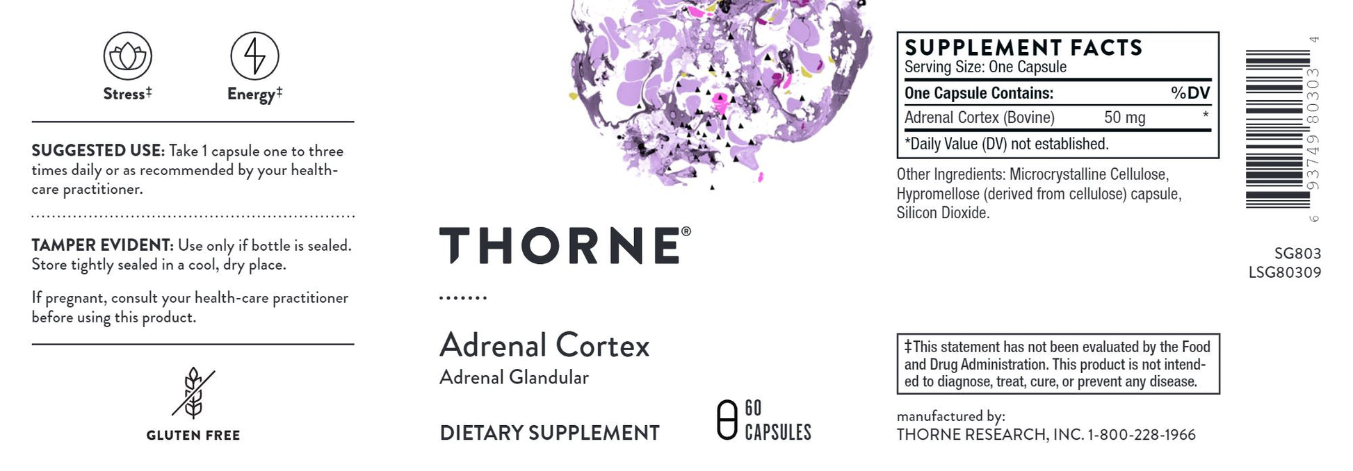 Adrenal Cortex | Adrenal Glandular - 60 Capsules Oral Supplements Thorne 