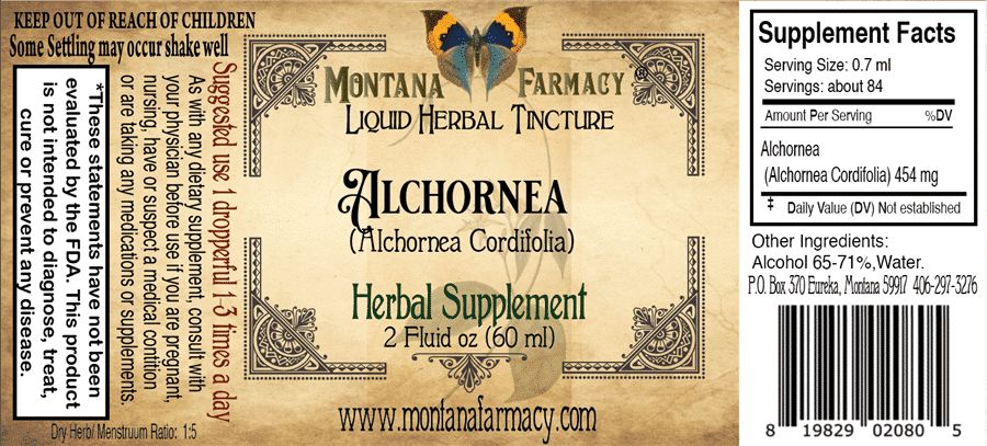 Alchornea Liquid Herbal Tincture - 2 fl oz Tinctures Montana Farmacy 