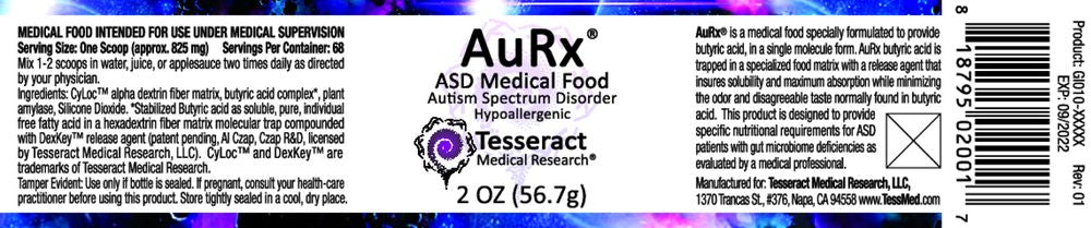 AuRx® | ASD Medical Food | Autism Spectrum Disorder - 56.7 grams (2 oz) Oral Supplements Tesseract Medical Research 