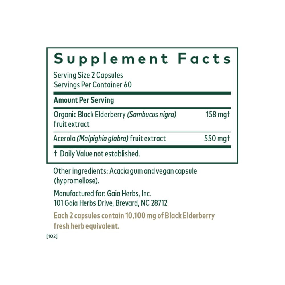 Black Elderberry PRO | Immune Support - 120 Capsules Oral Supplements Gaia Herbs 