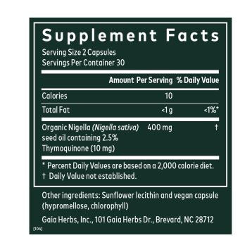 Black Seed Oil | Organic | Cold Pressed | Made with Nigella Seed Oil - 60 Capsules Oral Supplements Gaia Herbs 