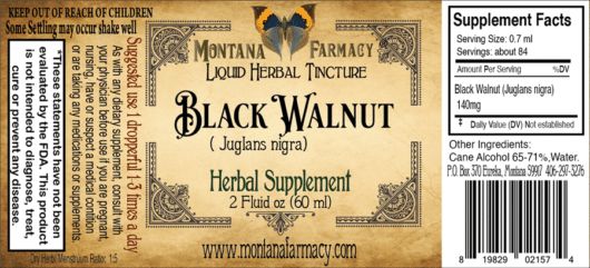 Black Walnut (Juglans Nigra) Liquid Herbal Tincture - 2 fl oz Tinctures Montana Farmacy 