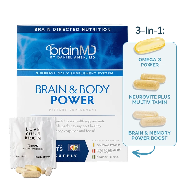 Brain & Body Power | Three Powerful Brain Health Supplements - 30 Day Supply Packets Oral Supplements BrainMD 