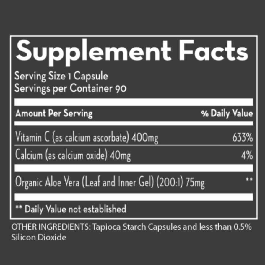 Buffered Vitamin C | with Super-Strength Aloe Vera - 90 Capsules Oral Supplement Desert Harvest 