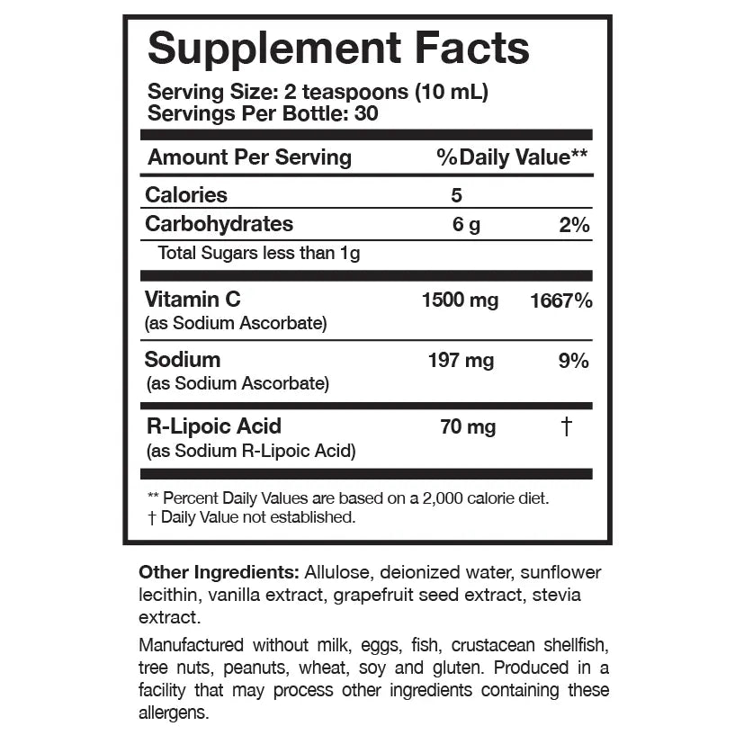 C-RLA™ Vanilla Caramel – Liposomal Vitamin C | 10 fl oz (300mL) Oral Supplements Researched Nutritionals 