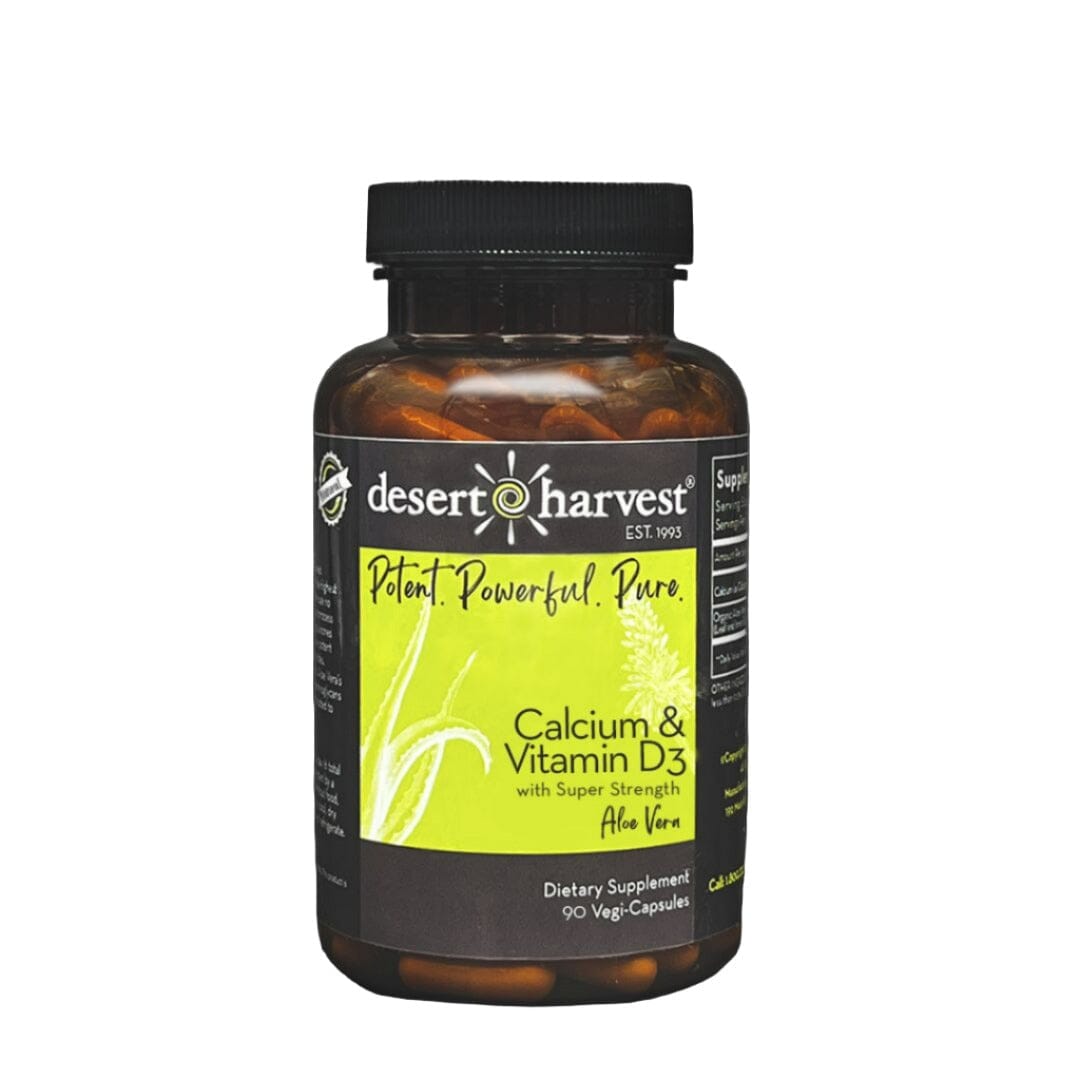 Calcium & Vitamin D3 | with Super-Strength Aloe Vera - 90 Capsules Oral Supplement Desert Harvest 