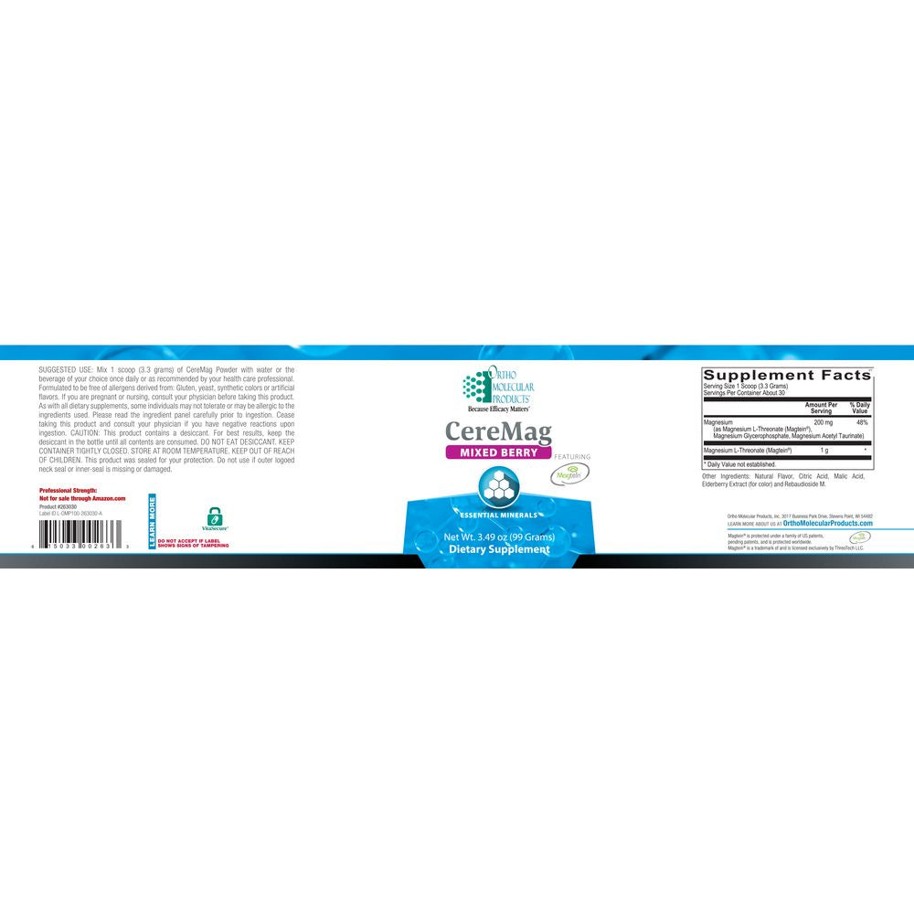 CereMag | Essential Minerals | Mixed Berry Flavored - 99 grams (3.49 oz) Oral Supplements Ortho Molecular Products 