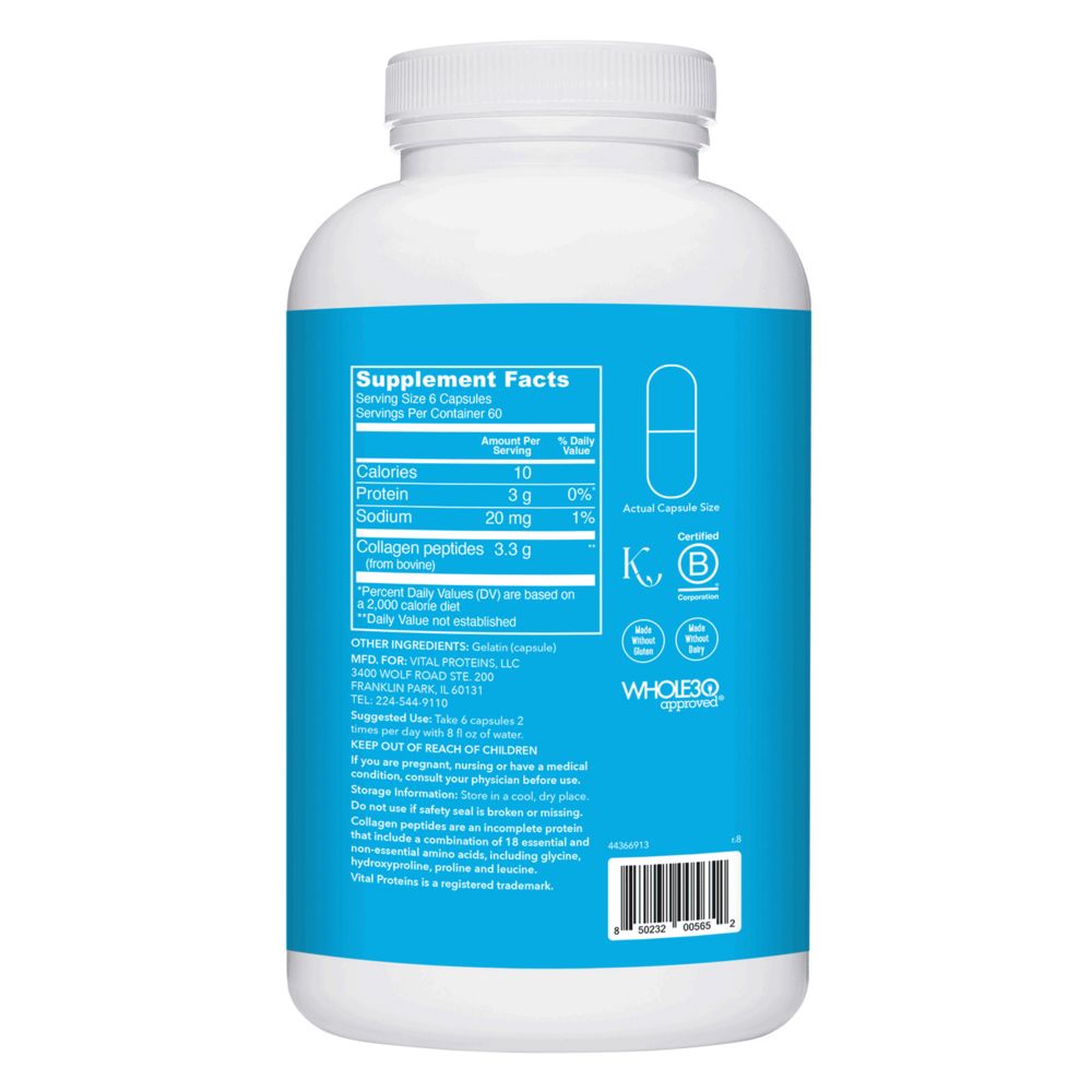 Collagen Peptides | Skin, Hair, Nail & Joint Support | Grass Fed & Pasture Raised - 360 Capsules Oral Supplements Vital Proteins 