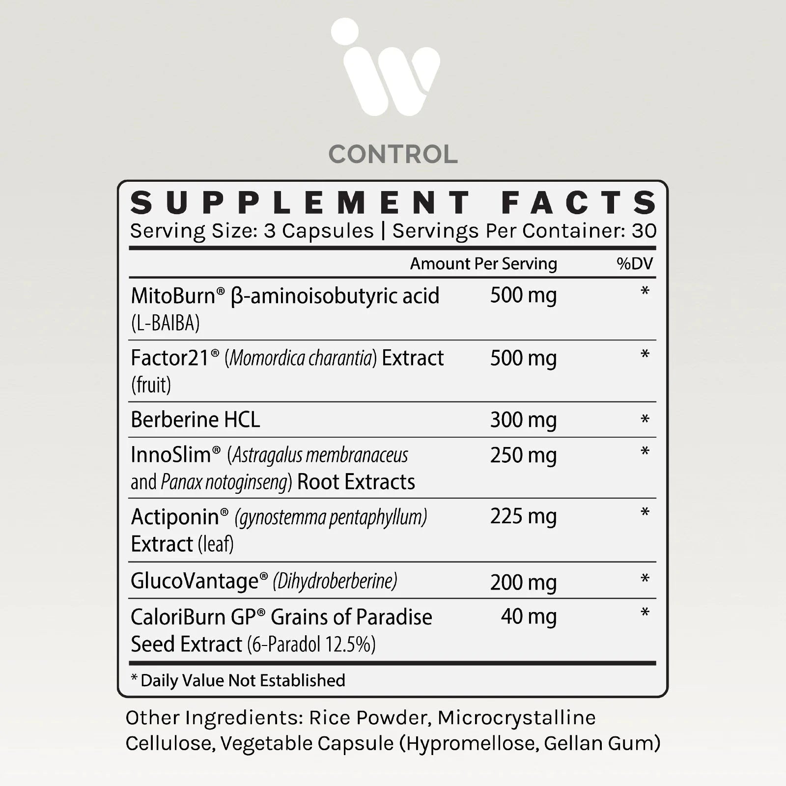 Control | Metabolic Optimization - 90 Capsules Oral Supplements InfiniWell 