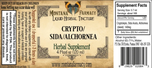 Crypto/Sida/Alchornea Liquid Herbal Tincture | CSA Blend - 4 fl oz Oral Supplements Montana Farmacy 