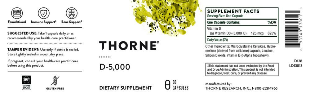 D-5000 | 60 Capsules Oral Supplements Thorne 