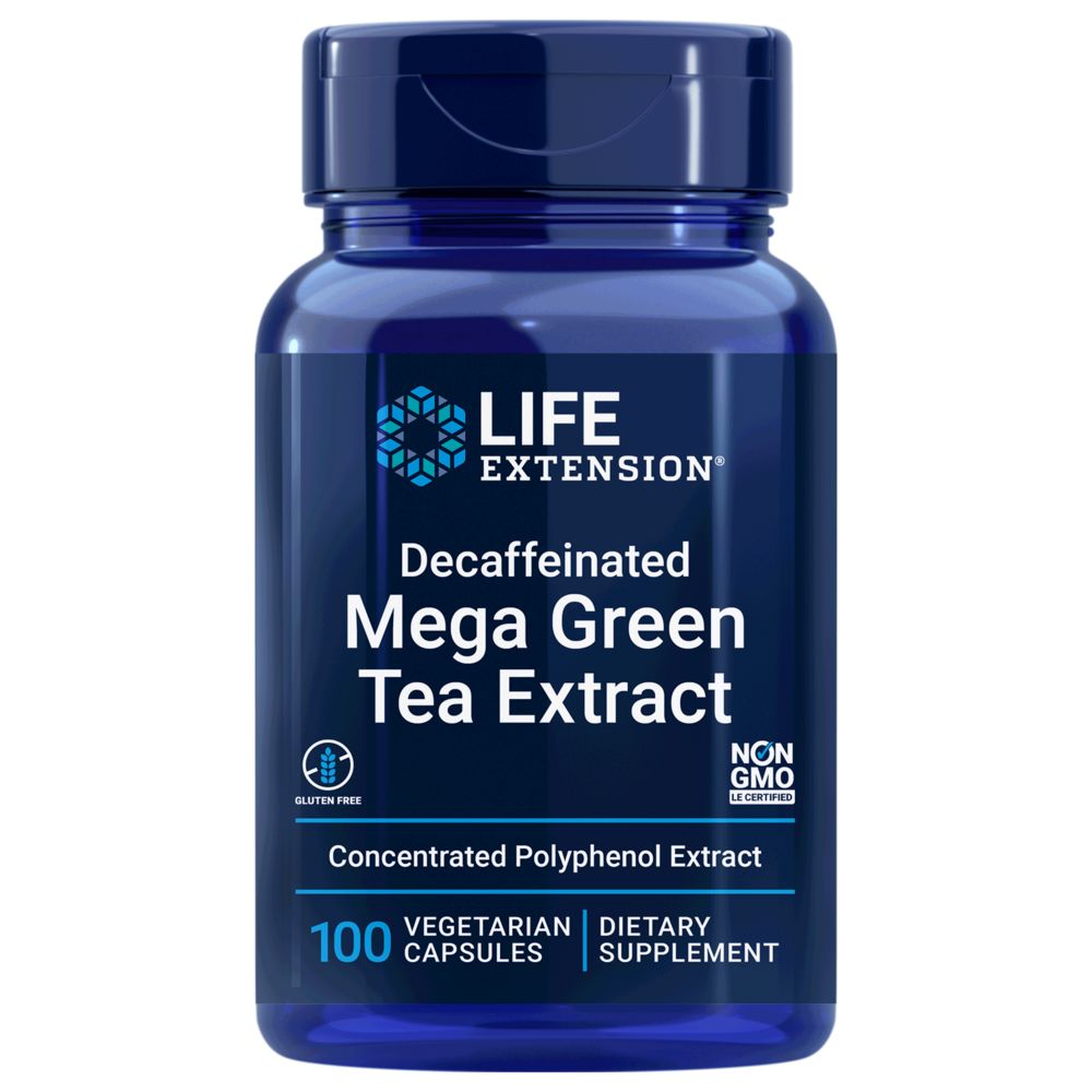 Decaffeinated Mega Green Tea Extract | EGCG Polyphenol Extract | 750mg - 100 Capsules Oral Supplements Life Extension 