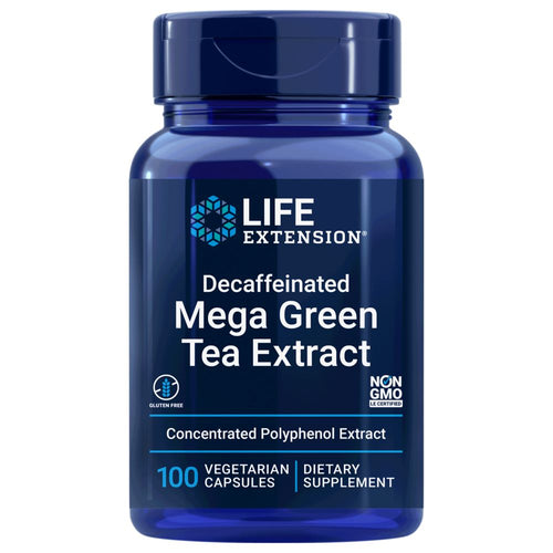 Decaffeinated Mega Green Tea Extract | EGCG Polyphenol Extract | 750mg - 100 Capsules Oral Supplements Life Extension 
