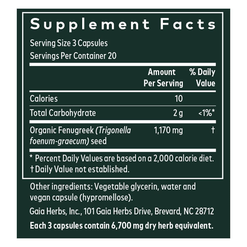Fenugreek Seed - 60 Capsules Oral Supplements Gaia Herbs 