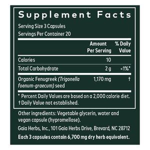 Fenugreek Seed - 60 Capsules Oral Supplements Gaia Herbs 