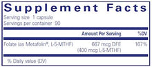 Load image into Gallery viewer, Folate | L-5-MTHF | 400 mcg - 90 Capsules Oral Supplements Pure Encapsulations 