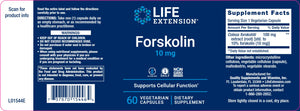 Forskolin - Coleus Forskohlii Extract Root | Supports Cellular Function | 10mg - 60 Capsules Oral Supplements Life Extension 