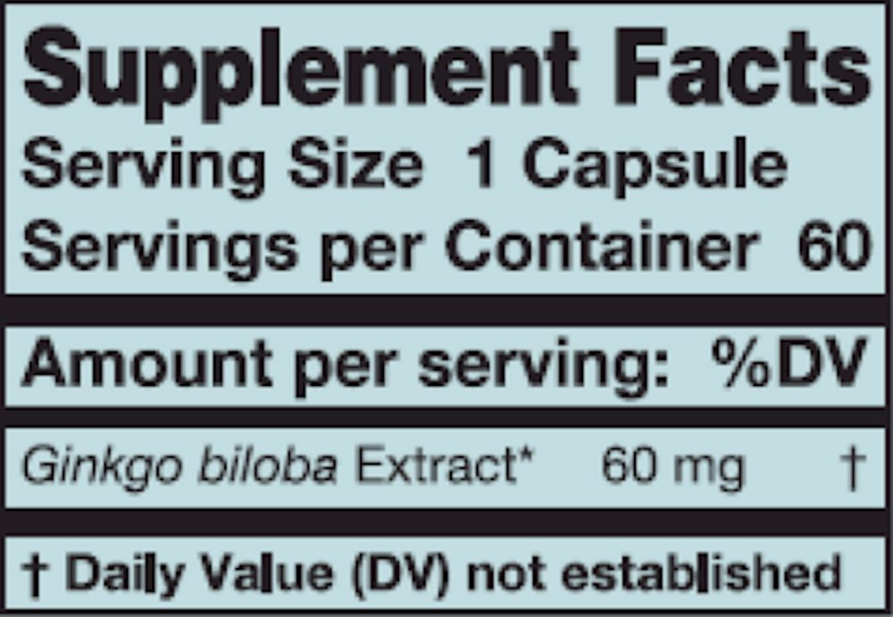 Ginkgo Biloba Extract - 60 Capsules Oral Supplements Karuna 