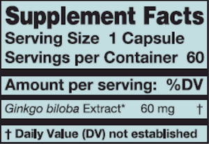 Ginkgo Biloba Extract - 60 Capsules Oral Supplements Karuna 