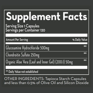Glucosamine & Chondroitin | with Super-Strength Aloe Vera - 120 Capsules Oral Supplement Desert Harvest 