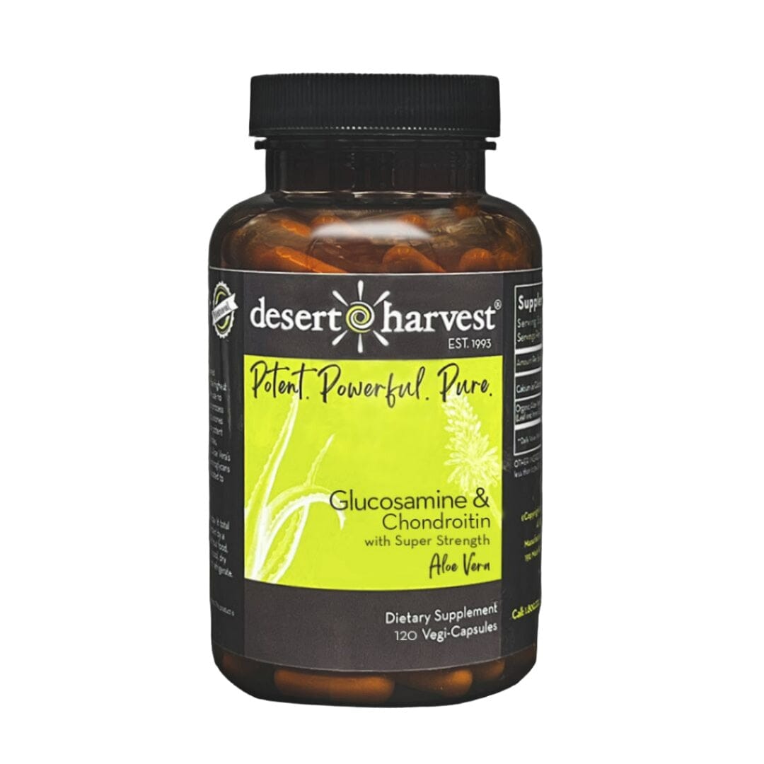 Glucosamine & Chondroitin | with Super-Strength Aloe Vera - 120 Capsules Oral Supplement Desert Harvest 