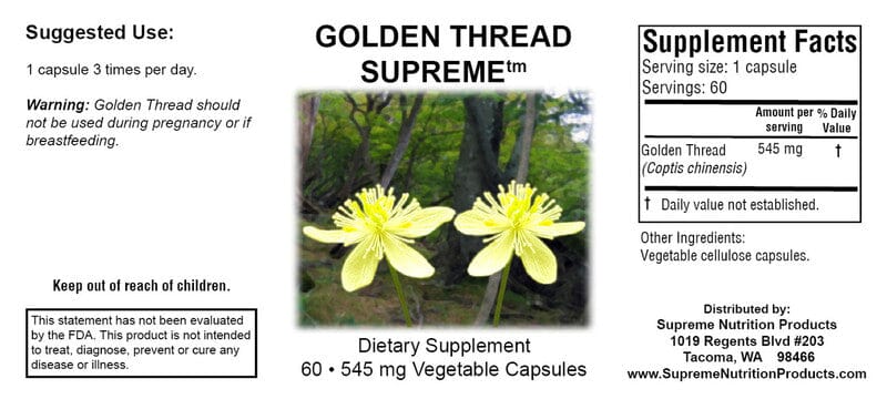 Golden Thread Supreme | Coptis Chinensis Rhizome | 500mg - 60 Capsules Oral Supplements Supreme Nutrition Products 