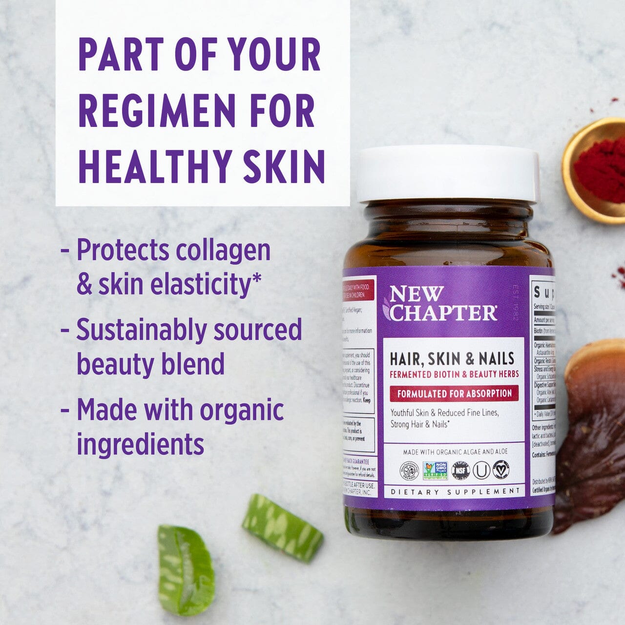 Hair, Skin & Nails | Formulated for Absorption - 30 & 60 Capsules Oral Supplements New Chapter 