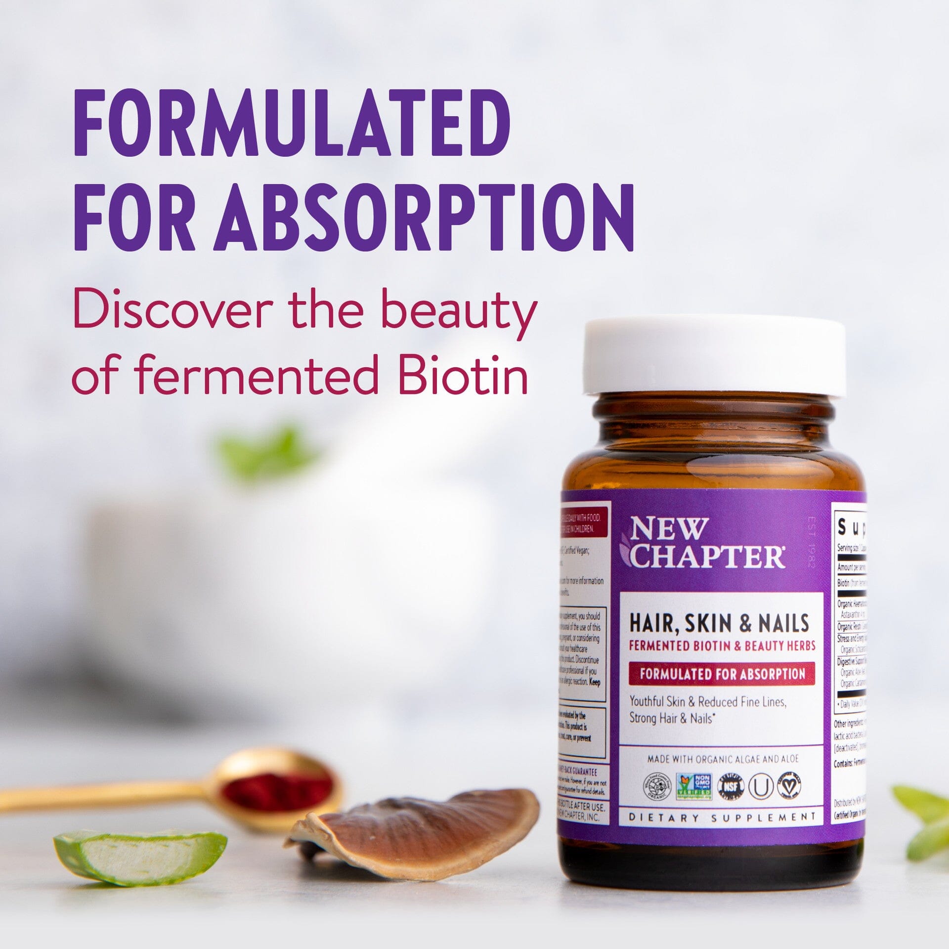 Hair, Skin & Nails | Formulated for Absorption - 30 & 60 Capsules Oral Supplements New Chapter 