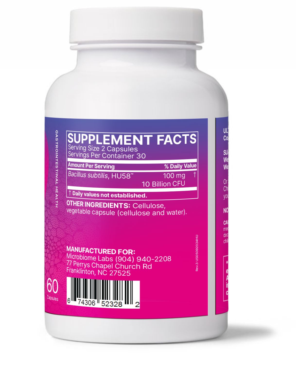 HU58™ | Single-Strain Probiotic - 60 Capsules Oral Supplements MicroBiome Labs 