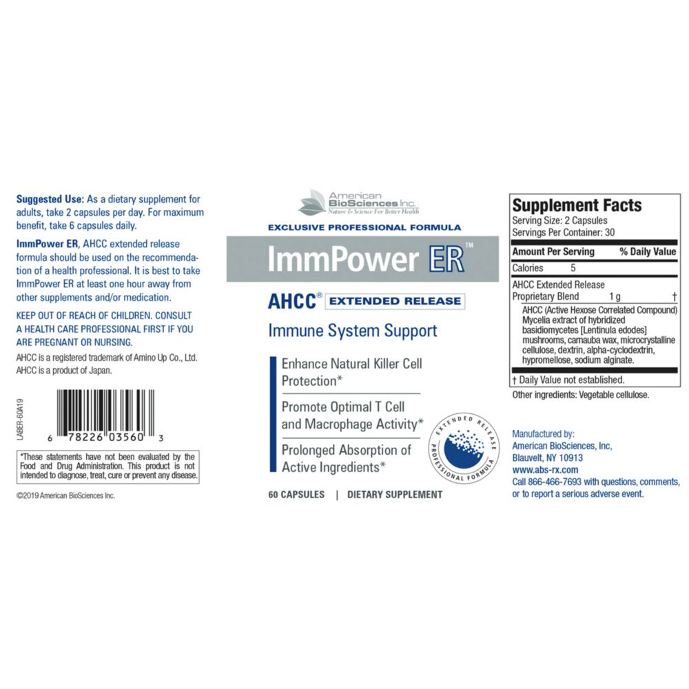 ImmPower ER AHCC | Extended Release | Immune System Support - 60 Capsules Oral Supplements American BioSciences 