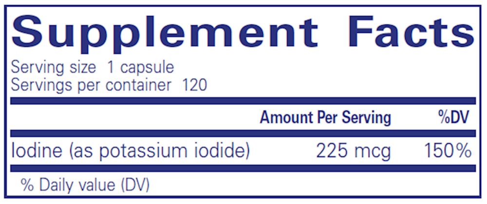 Iodine | Pure Potassium Iodide - 120 Capsules Oral Supplements Pure Encapsulations 