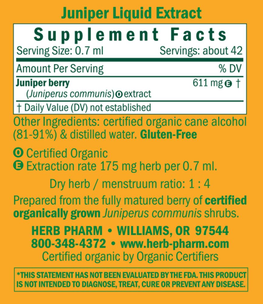 Juniper | Urinary Tract Support | Tincture - 1 fl oz Oral Supplements Herb-Pharm 